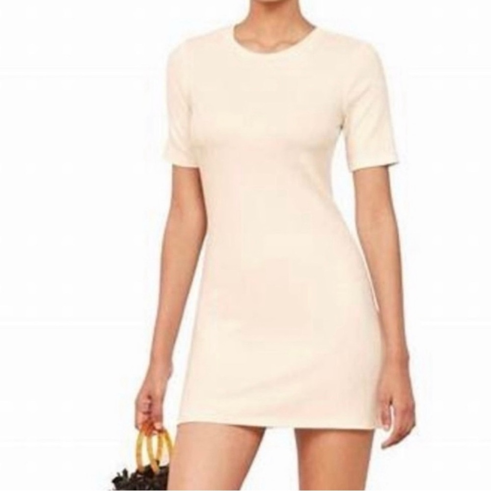Reformation Woman’s Classic Cream Gigi Bodycon Sweater Mini Dress Size Med